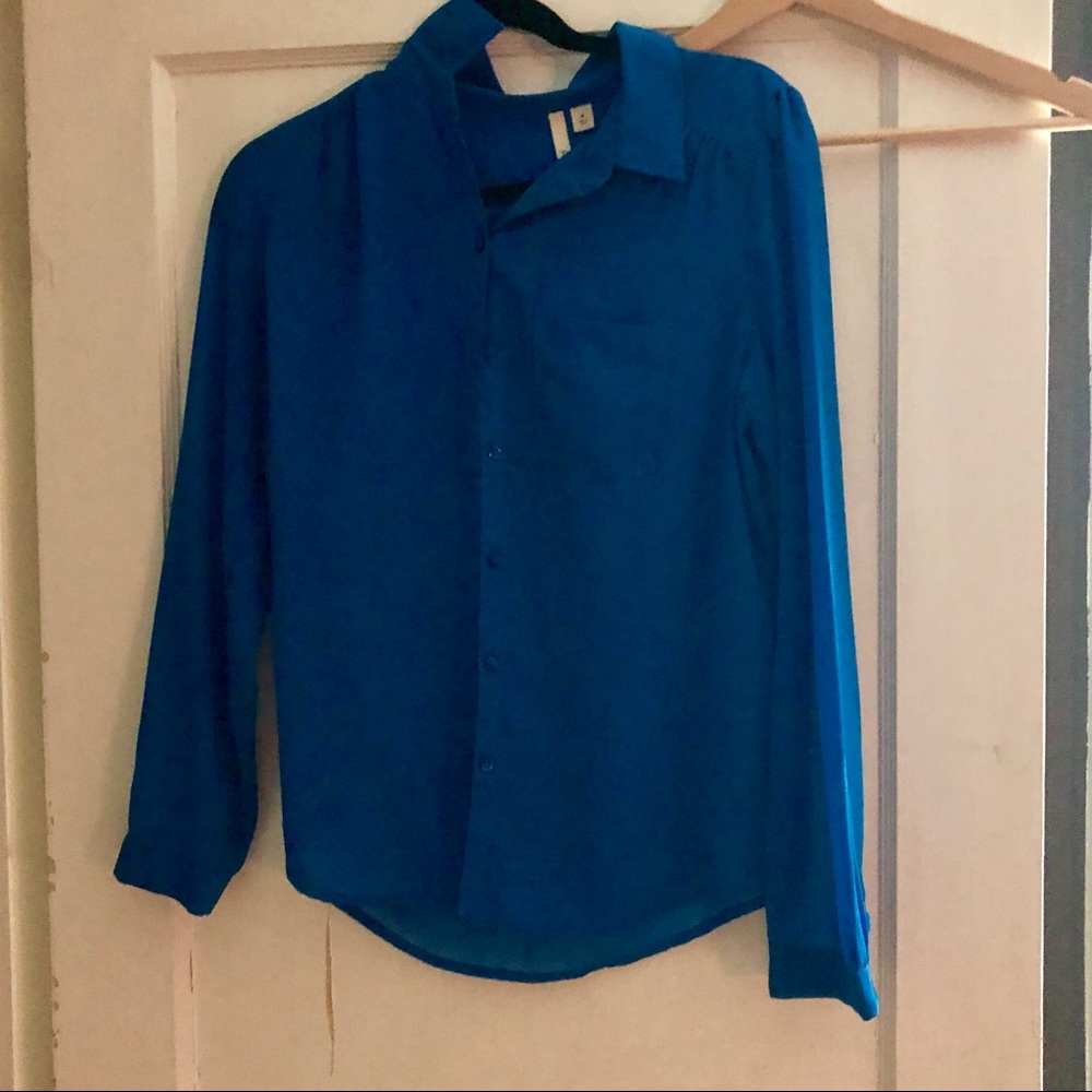 Cobalt blue dress sheer shirt